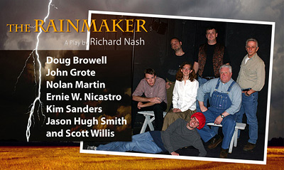 Postcard: 'The Rainmaker' a play by Richard Nash; Featuring: Doug Browell, John Grote, Nolan Martin, Ernie W. Nicastro, Kim Sanders, Jason Hugh Smith and Scott Willis